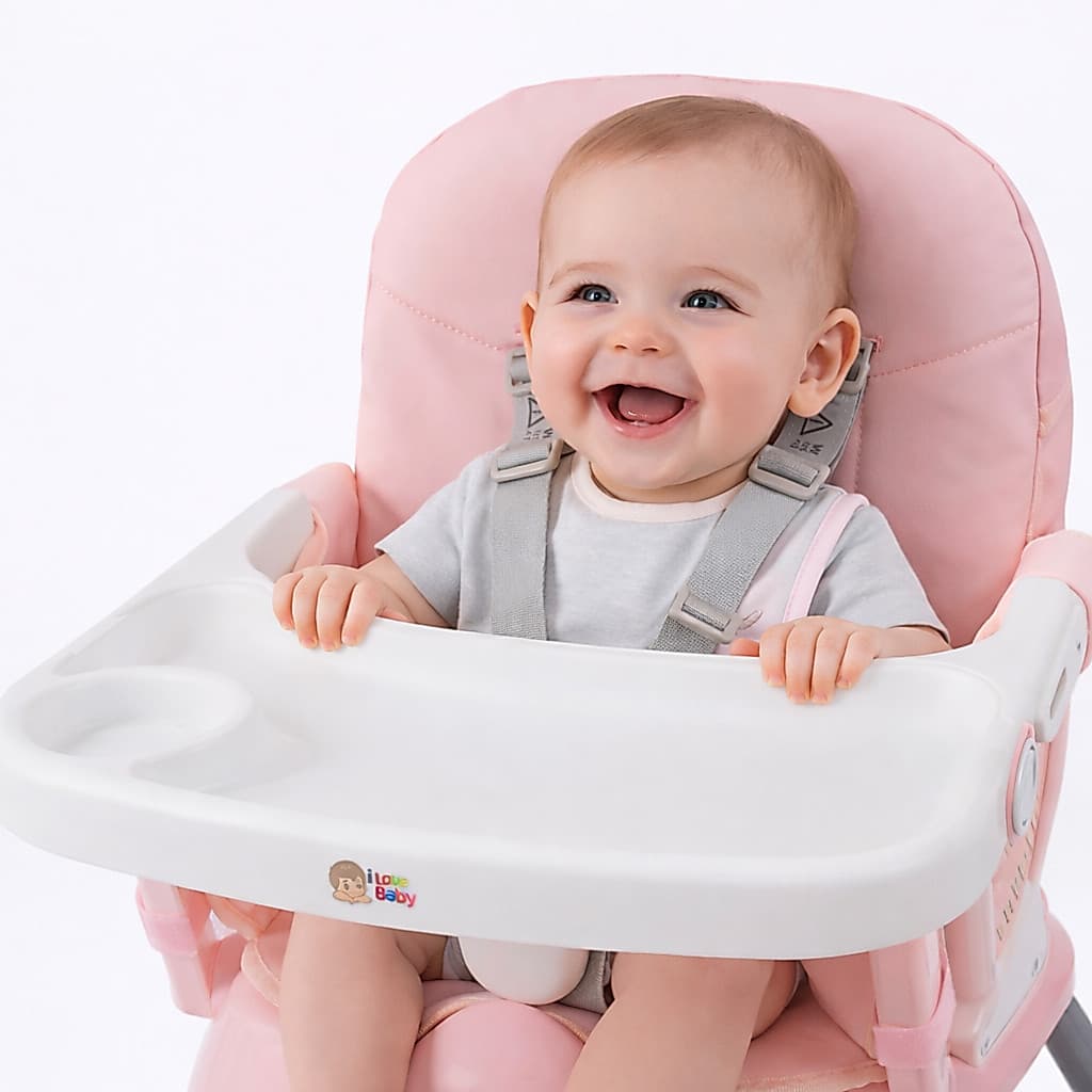 Cadeira De Alimentação Bebê Portátil Rosa - Cadeirão - I Love Baby