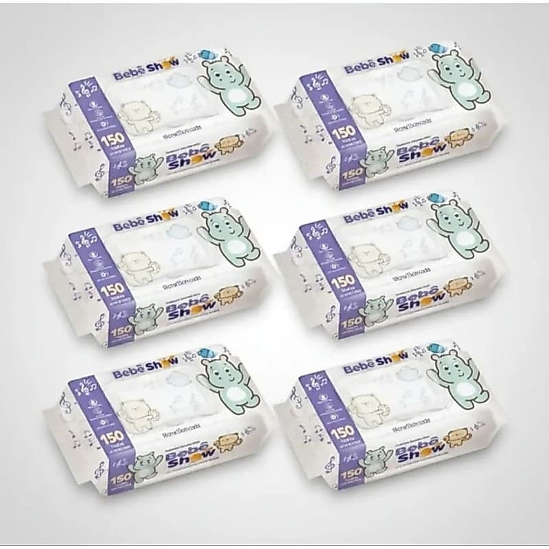 Kit 900 Toalhas Umedecidas Bebe Show (6 Pacotes 150 cada) Lenço umedecido