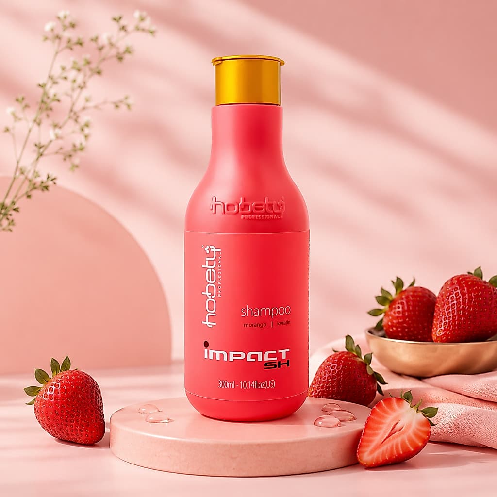 Hobety Impact Morango 300ml – Shampoo Hidratante para Cabelos Ressecados