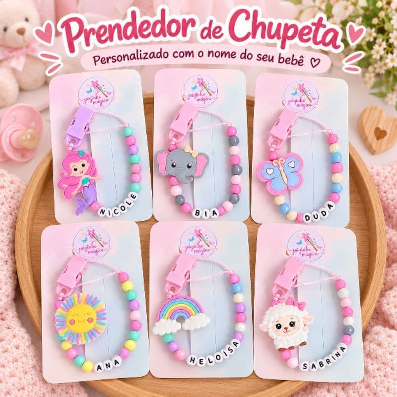 Prendedor de chupeta com o nome do seu bebê, Recém Nascida, acessórios de menina, bebês