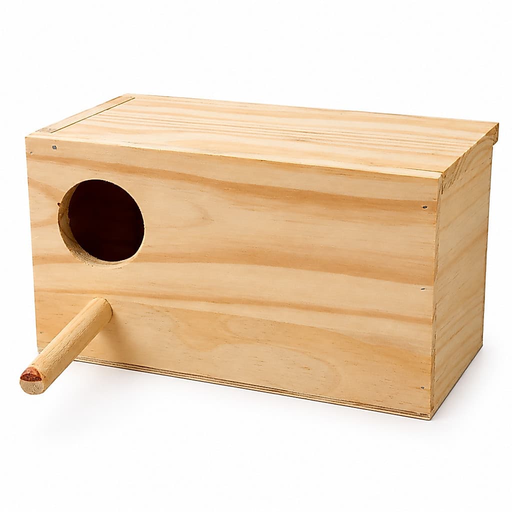 Casa de Passarinho de Madeira para Aves com Entrada Circular e Poleiro Casinha para Jardim e Quintal