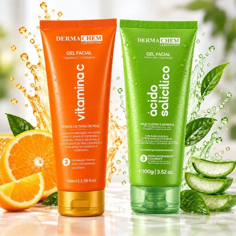Gel Facial Hidratante Anti Idade Vitamina C- Ácido Salicílico 100ml Dermachem Skincare