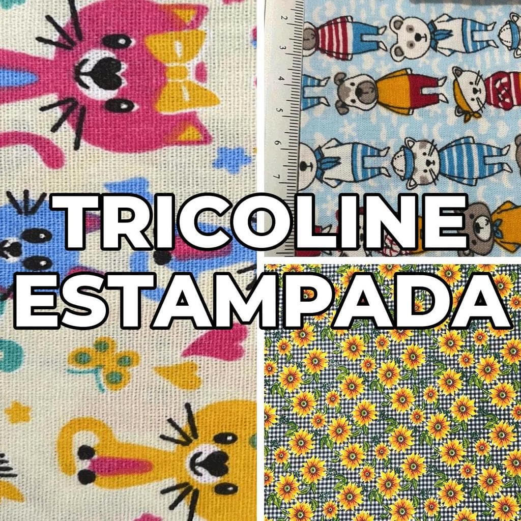 1 Metro Tecido Tricoline Estampada - Ideal para Patchworks, Artesanatos, Confeccao (1m x 1,50m)