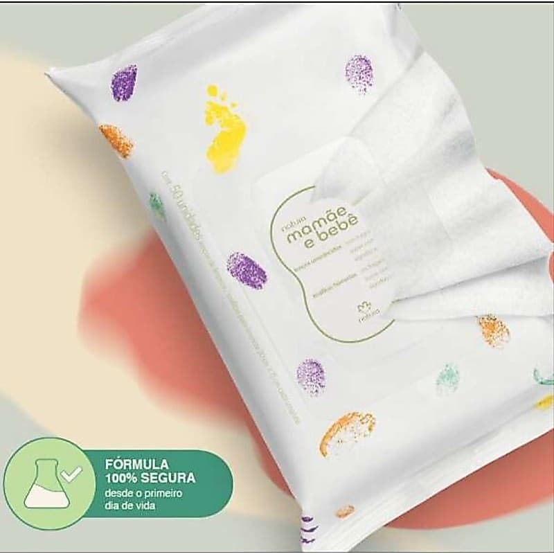 Lenços Umedecidos sem Fragrância Mamãe e Bebê 50 folhas Natura