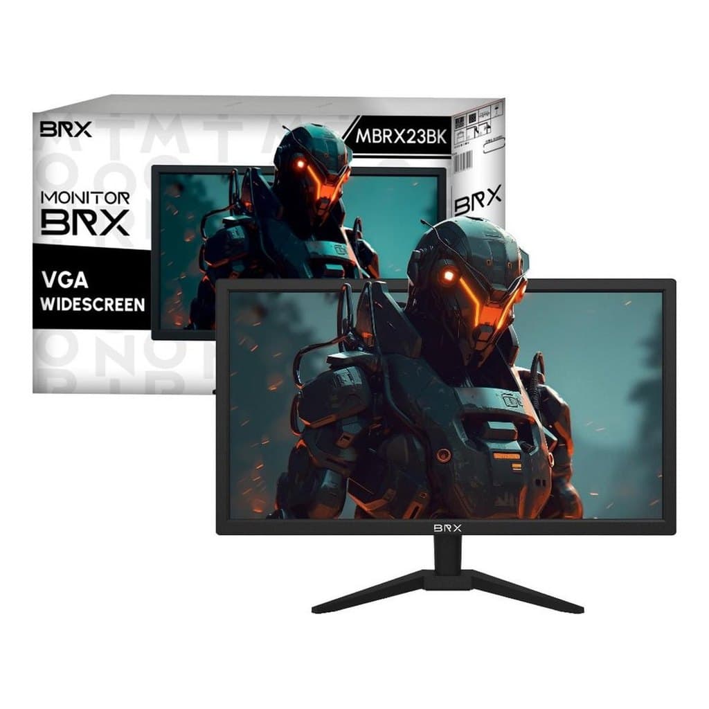 Monitor LED 23 Polegadas Full HD 75Hz HDMI e VGA BRX MBRX23BK Widescreen Home Office Gamer