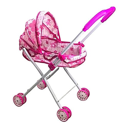 Carrinho de Boneca Importway Rosa com 4 Rodas Tipo Berço Ideal para Brincadeiras