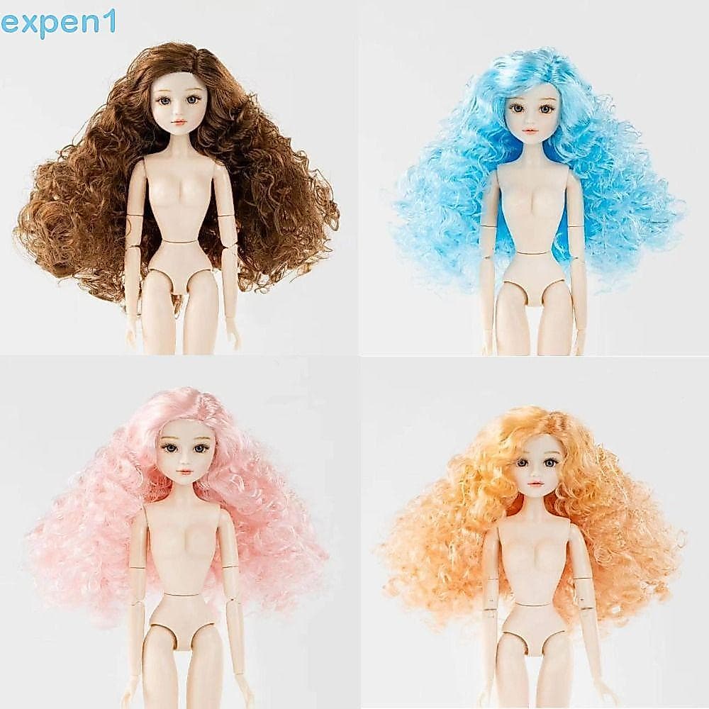 Cabeça De Boneca De Maquiagem , Olhos De Vidro , Cabelo Encaracolado , Corpo Supermodelo Colorido Móvel Articulado 1/6