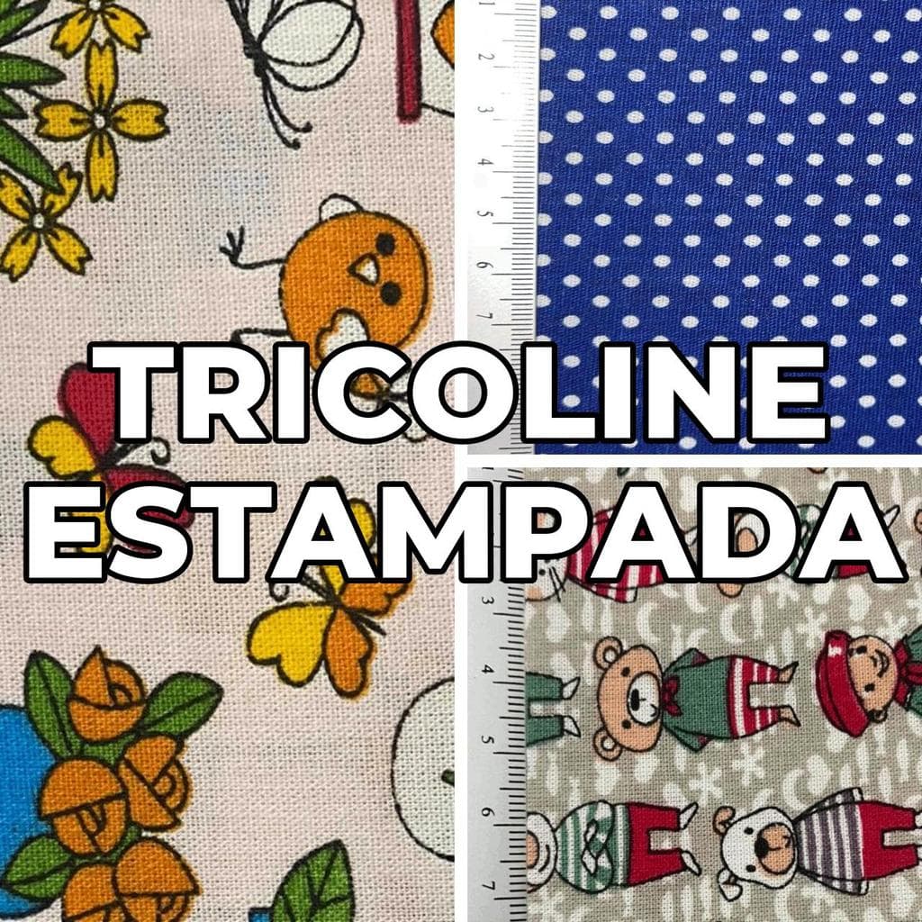3 Metros Tecido Tricoline Estampada - Ideal para Patchworks, Artesanatos, Confeccao (3m x 1,50m)