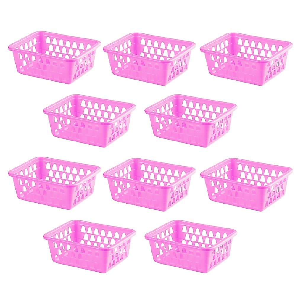 Cesto Plastico Organizador Cores Kit 10 Multiuso Casa Quarto Banheiro Retangular Pratico 16x12x6
