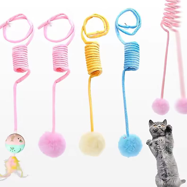Brinquedo para Gato Interativo Sino e Corda para Pendurar em Porta Teto Ante estresse Exercício Divertido