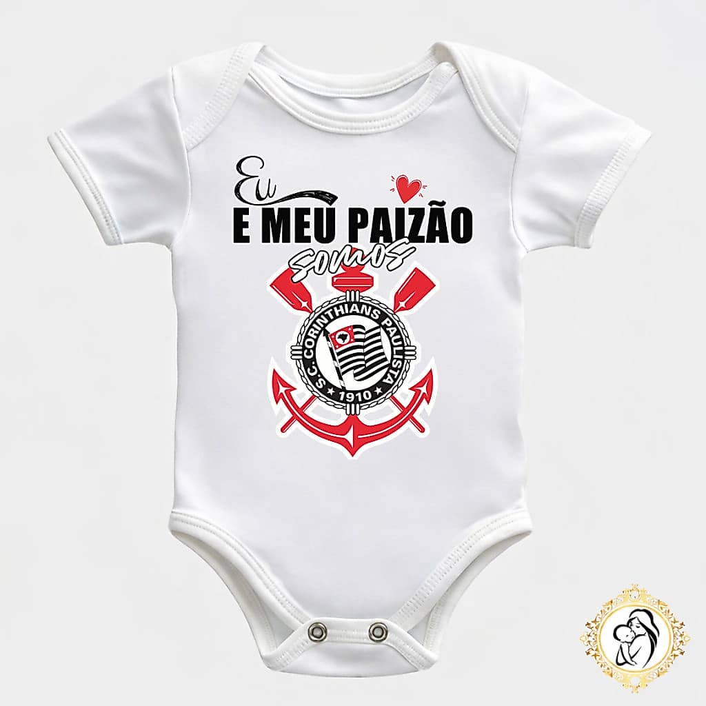 Body Bebê Time Eu e Meu Paizão Somos Timão Body Infantil Roupa Bebê Menino Menina Presente para Papai