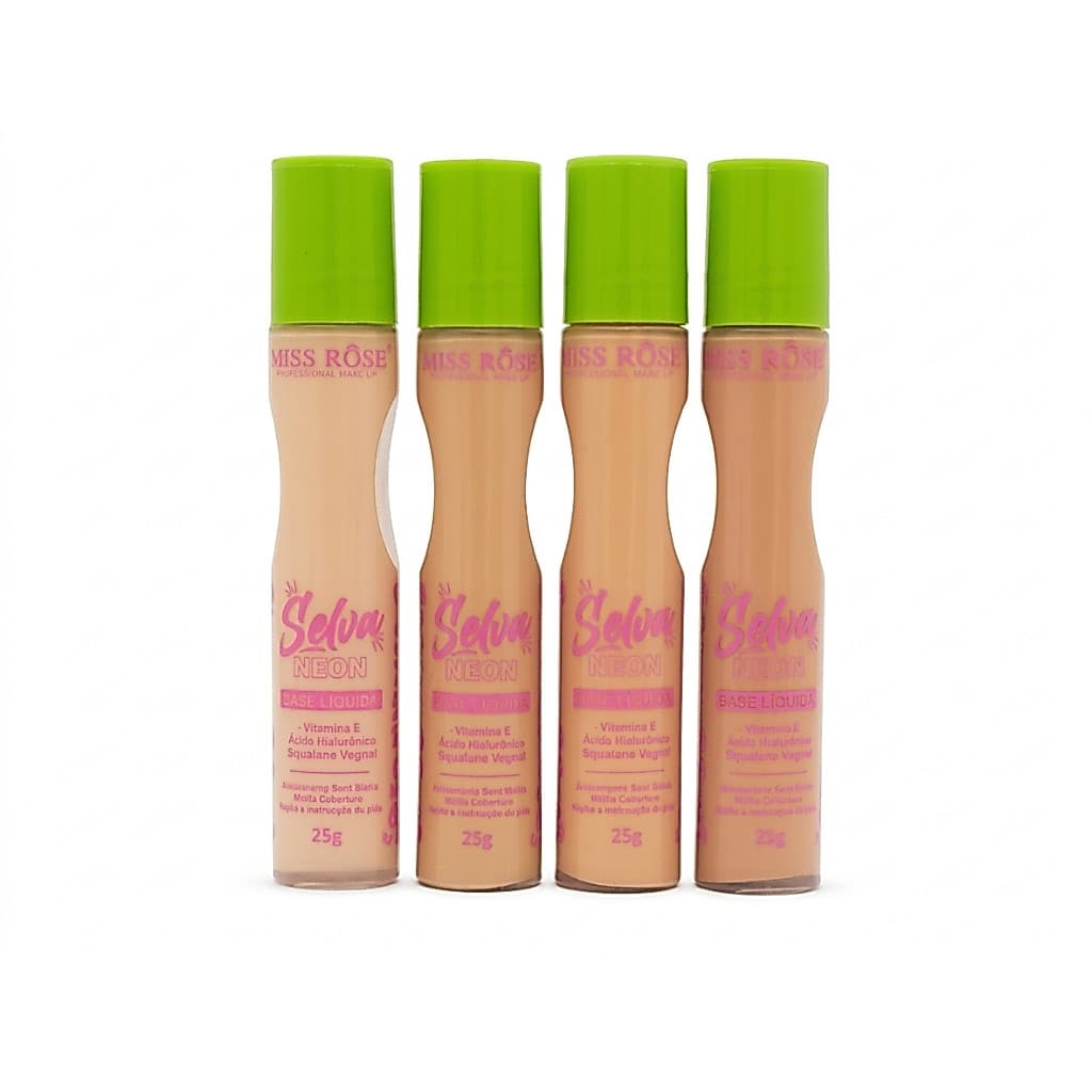 Base Líquida Miss Rôse Selva Neon Semi Matte Média Cobertura Hidratante