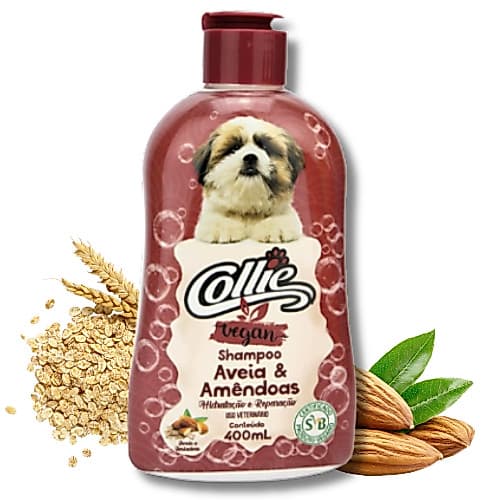 Shampoo Aveia E Amêndoas Collie Vegan 400ml Hidratação E Reparação Para Cães E Gatos
