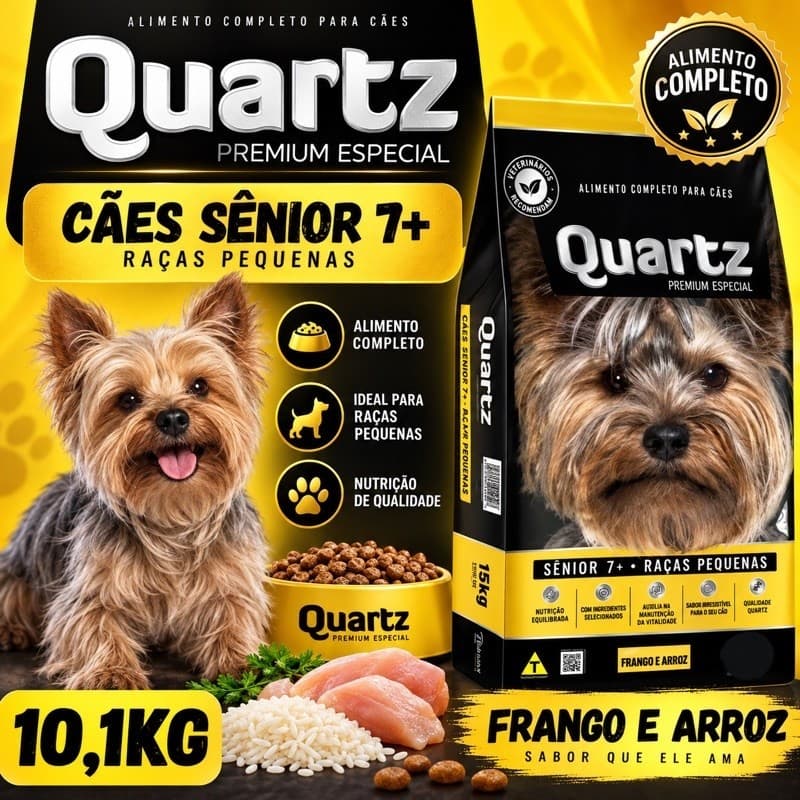Ração Para Cachorro Quartz Sênior 7+ Raças Pequenas 10,1kg Frango e Arroz Premium Especial