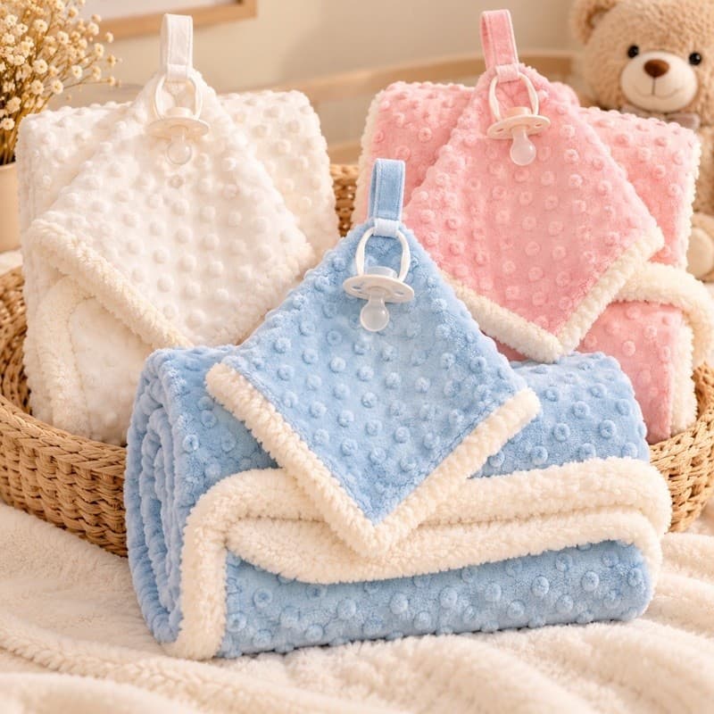 Manta Bebê com Naninha Kit Sherpa Porta Chupeta Cobertor Infantil Enxoval Bebê