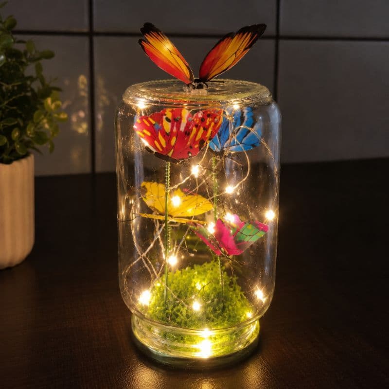 Luminária de Borboletas LED no Pote de Vidro Luz Led Decoração Quarto Presente Romântico Personalizado