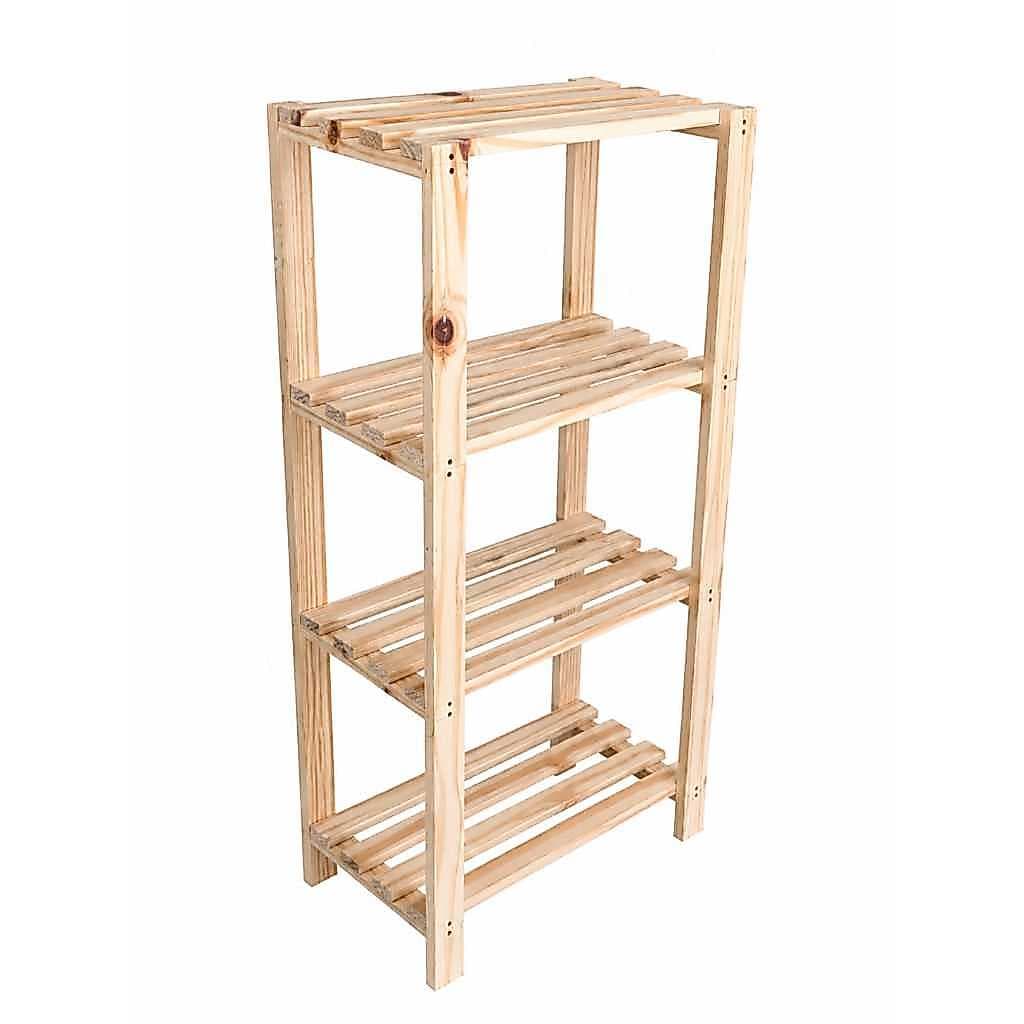 Estante Prateleira De Madeira Pinus Natural 2 Andares Organizador Multiuso Banheiro Quarto Cozinha