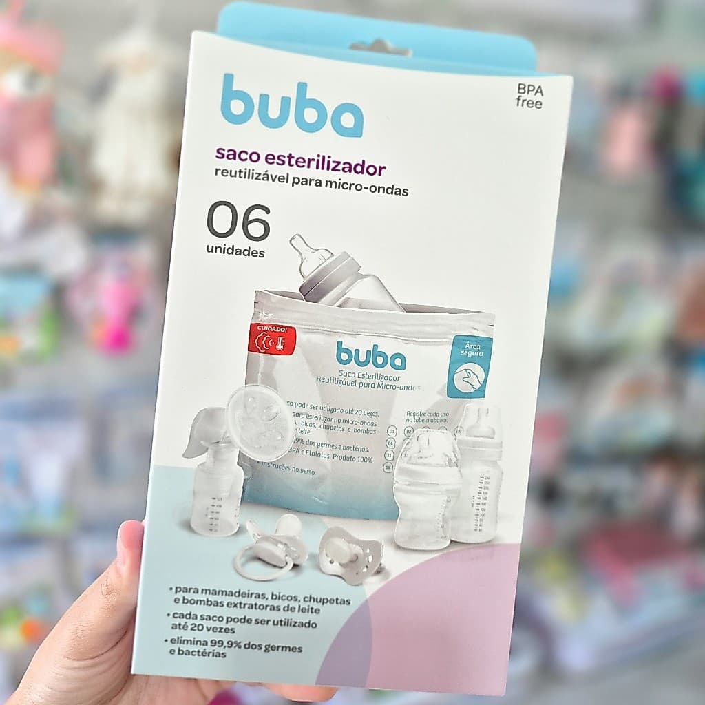 Saco Esterilizador Buba Reutilizável para Micro-ondas Limpa Mamadeira, chupeta bico