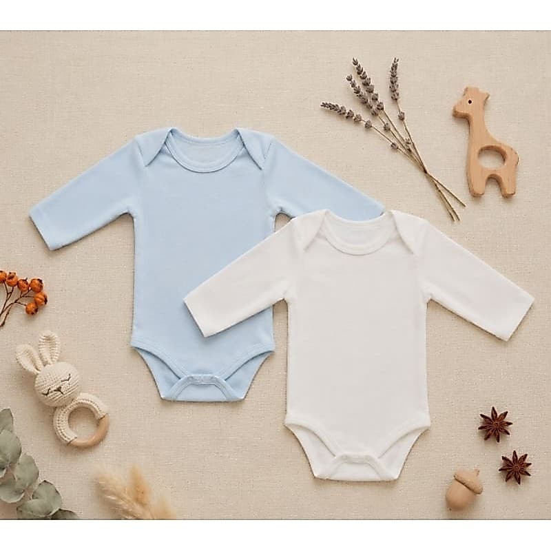 Kit 2 Body Infantil Bebê Manga Longa 100% Algodão Confortável Macio Enxoval Roupa Menino Menina