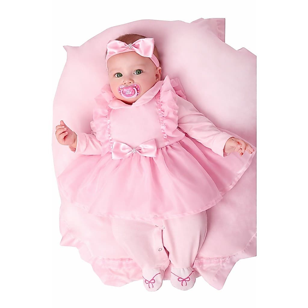 Saída Maternidade Menina Bailarina Rosa 04 Peças Roupa de Bebê Menina