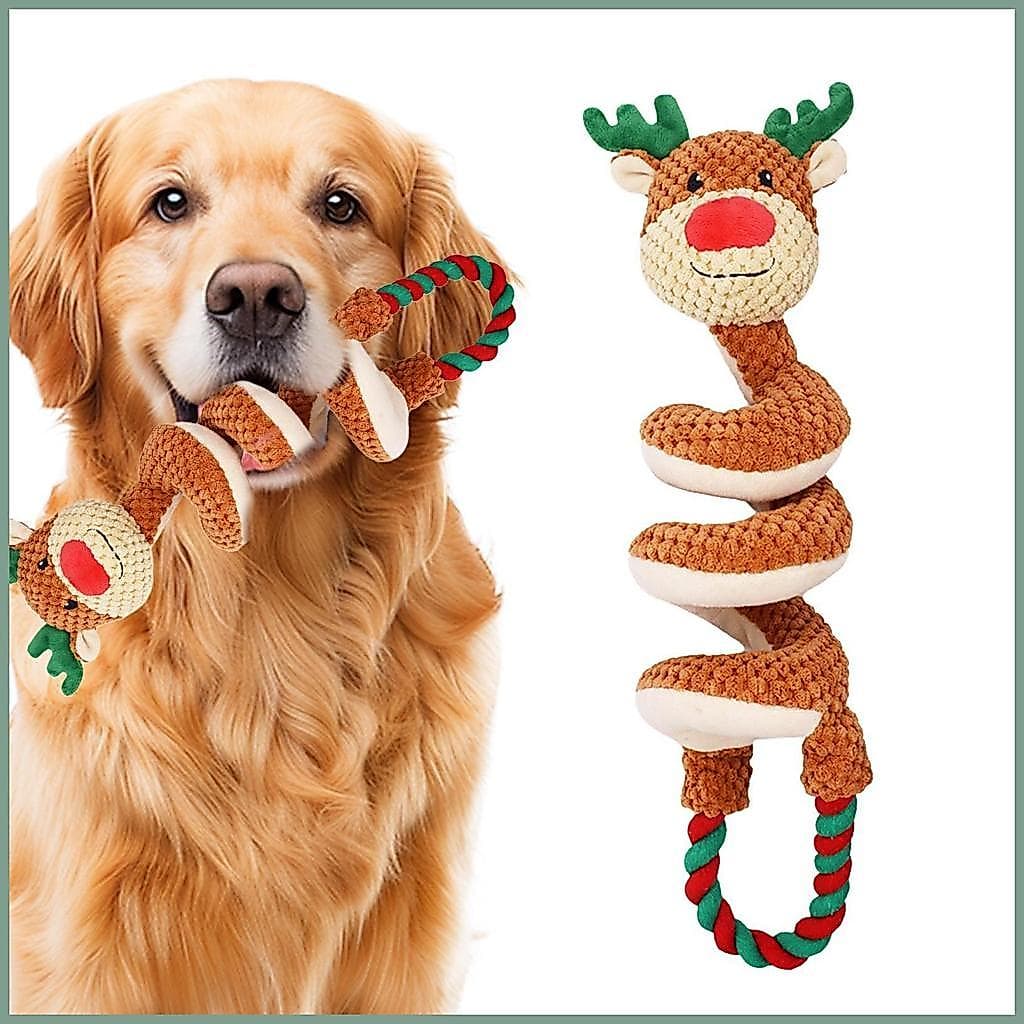 Cão Pequeno Rangido Brinquedos Rena Filhote De Cachorro Alívio Do Tédio Com Puxar Corda Cabo De Guerra Brinquedo Para An