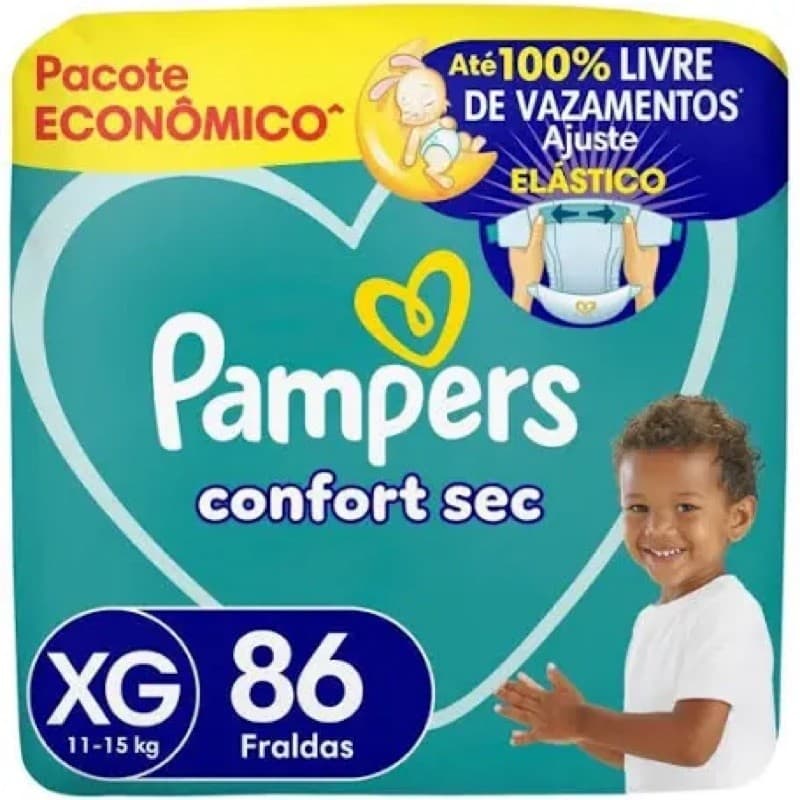 Fralda Pampers Confort Sec XG 86 Fraldas 11-15 kg Pacote Econômico