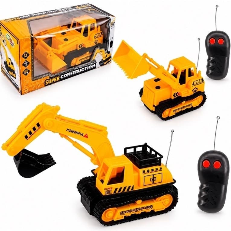 Carrinho de Construção Controle Remoto Escavadora Trator Amarela com Controle Sem Fio Brinquedo Infantil