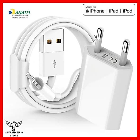 Fonte 5W + Cabo USB Carregamento Rápido Para Iphone 6 7 8 XR X/XS 11 12 13 14 PRO MAX