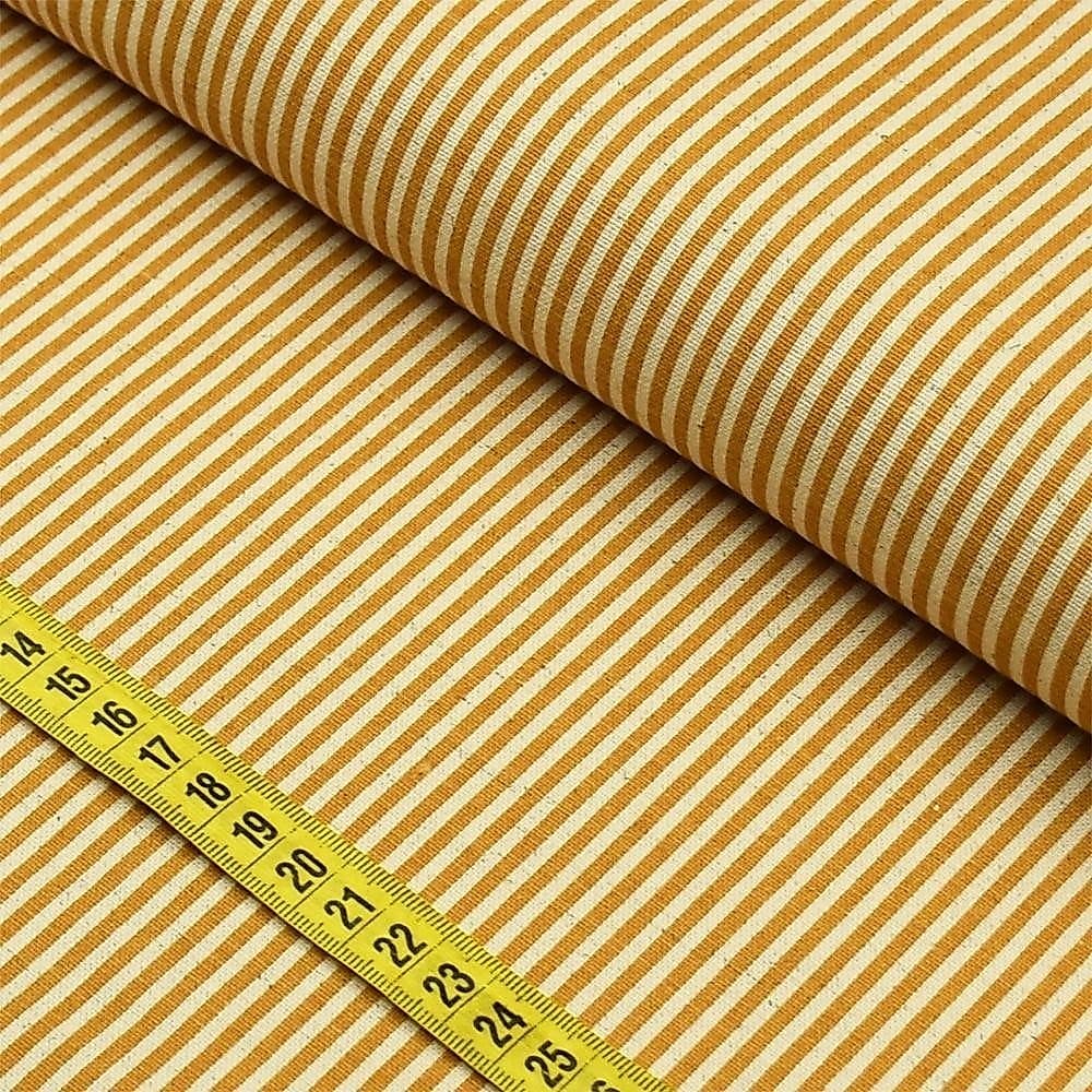 Tecido Blend de Linho Para Patchwork - Listrado Mostarda (0,50x1,50)