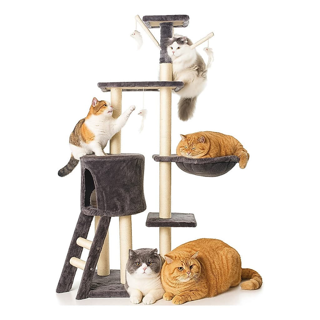 Arranhador para Gatos 5 Andares com Brinquedos | Casa Torre para Gatos Arranhar e Brincar | Confortável casinha de gato