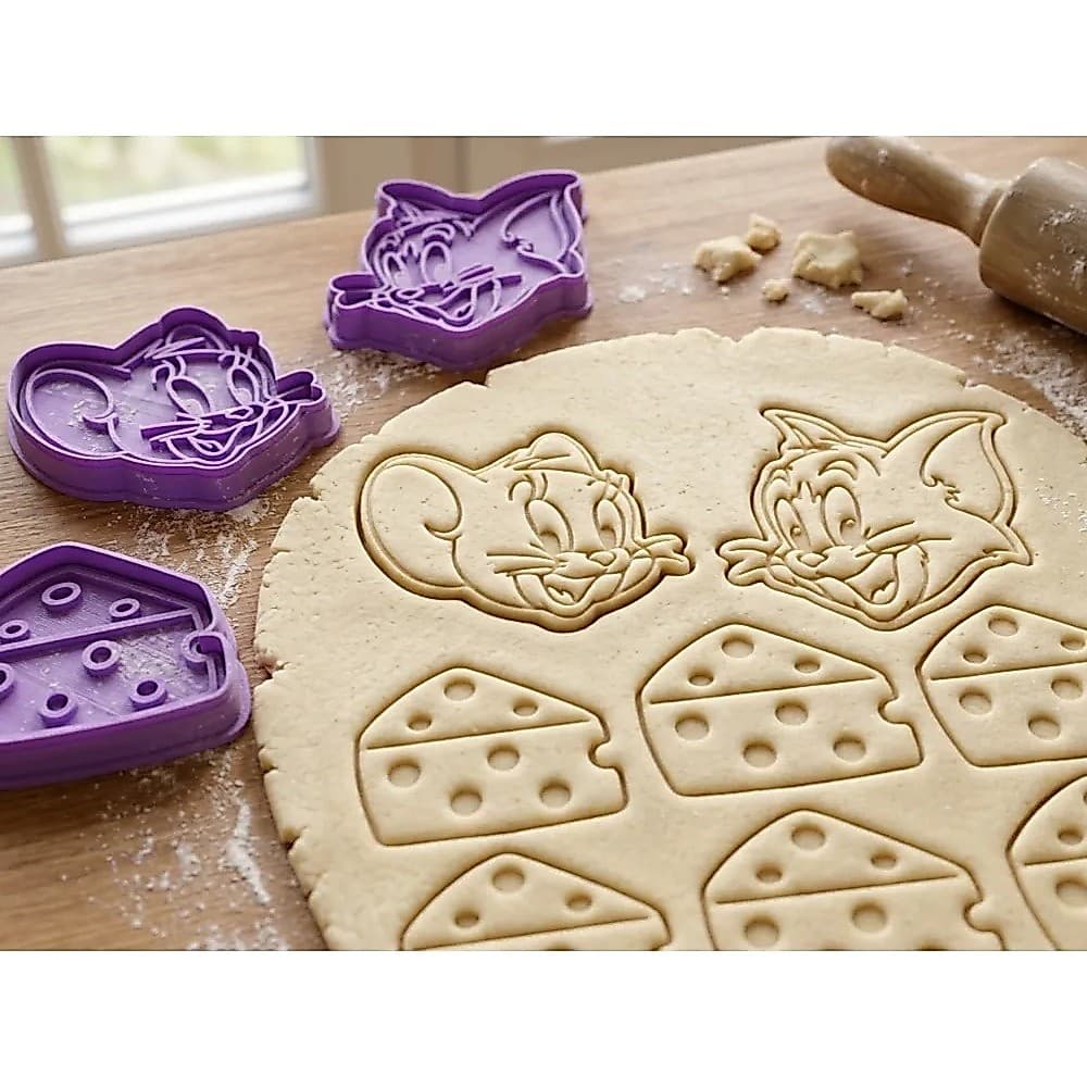 Kit com 3 Cortadores Tom & Jerry | Biscoitos | Cookies | Pasta Americana | Massinha de Modelar