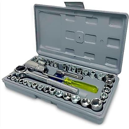 Kit Jogo De Chave Catraca Reversível E Soquetes 40 Peças