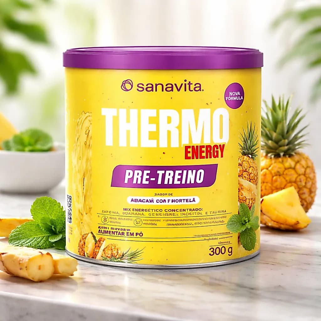 Thermo Energy Suplemento Pré Treino Sanavita 300g Abacaxi Com Hortelã