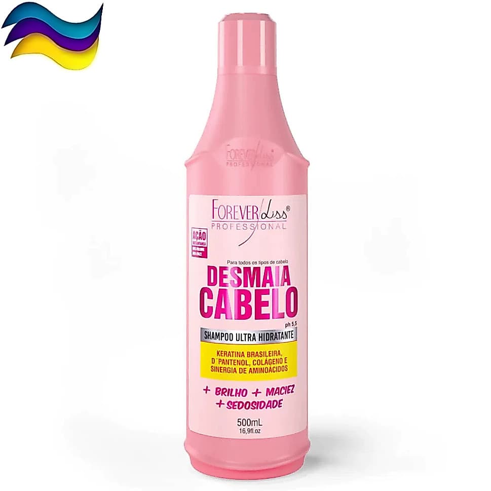 Shampoo Desmaia Cabelo Forever Liss 500ml Ultra Hidratante Redução Volume e Frizz Limpeza Suave