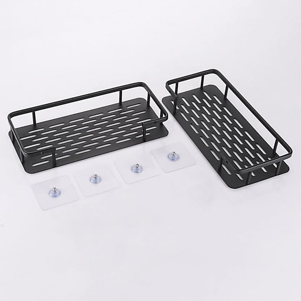 Kit 2 Suporte Organizador Parede Porta Shampoo Alumínio Adesivo Sem Fura Parede