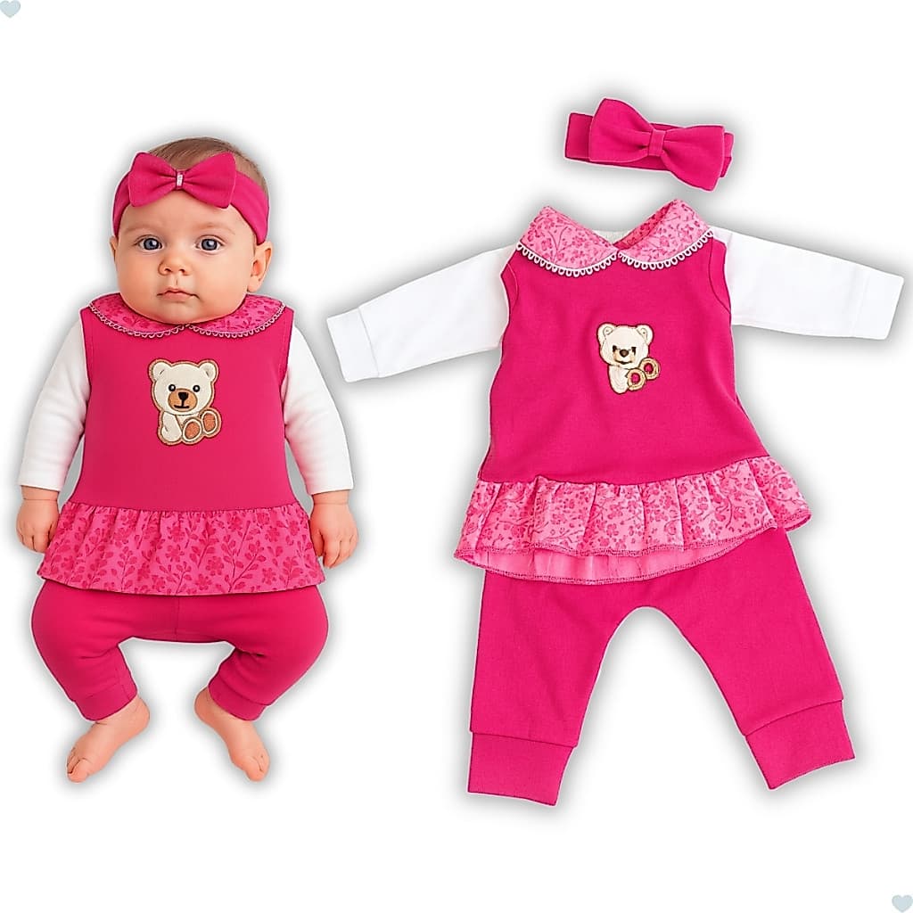 Saída de Maternidade Menina RN Kit Luxo 4 Peças Roupa de Bebê Recém Nascido Kit Pagão Bebê Menina