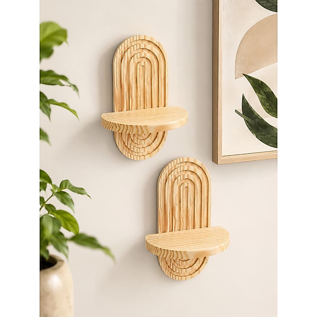 Prateleira de Parede em Madeira Pinus Decorativa com Suporte para Plantas e Vasos