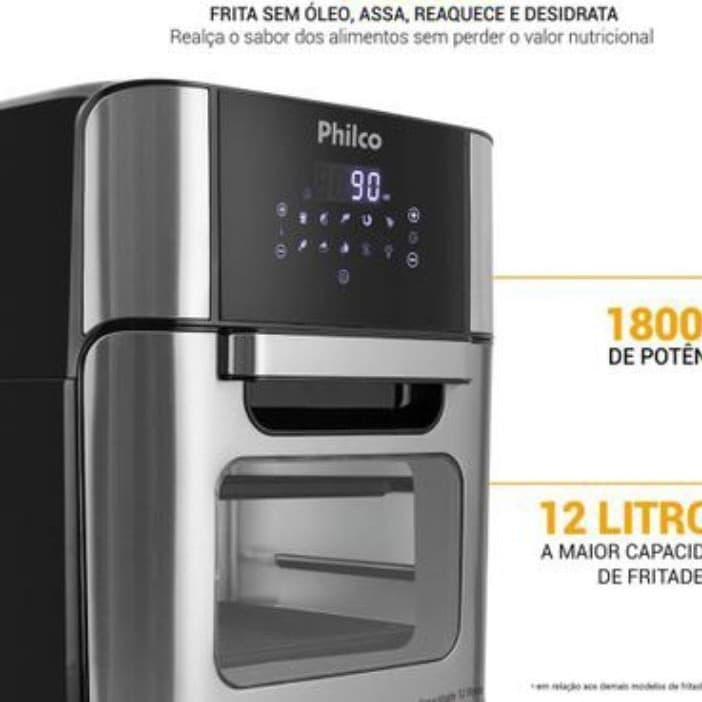 Air Fryer Oven Philco PFR2200P 12L 1800W Digital 4 em 1 Frita, Assa, Reaquece e Desidrata 220V