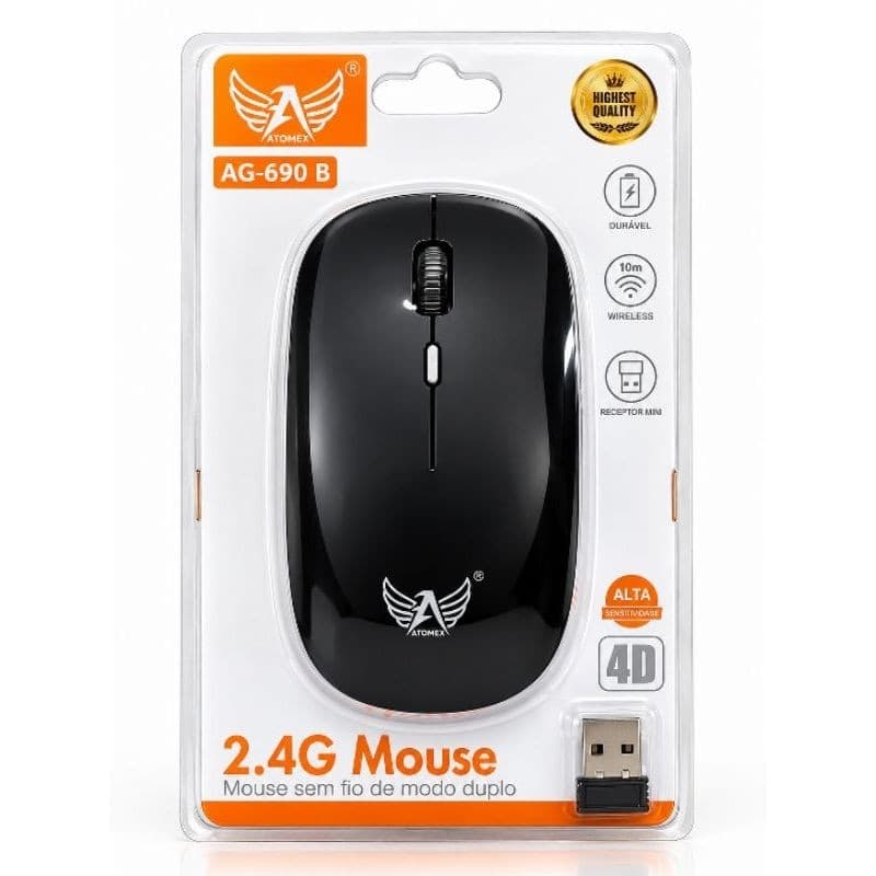 Mouse Sem Fio ATOMEX AG-690 B 2.4G com Receptor USB