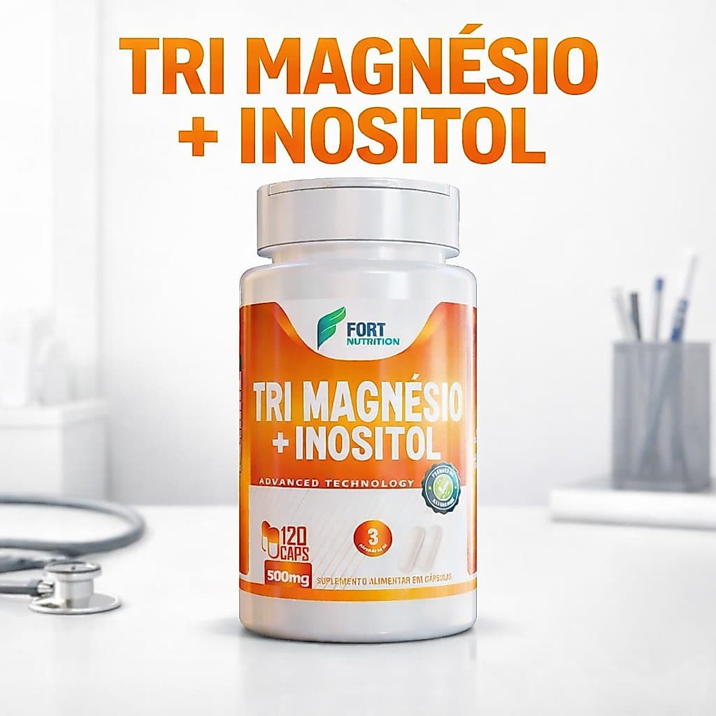 Suplemento TRI MAGNÉSIO + INOSITOL 500mg Original | TAURATO / QUELATO/ DIMALATO / VITAMINA B6 / INOSITOL 120 CÁPSULAS