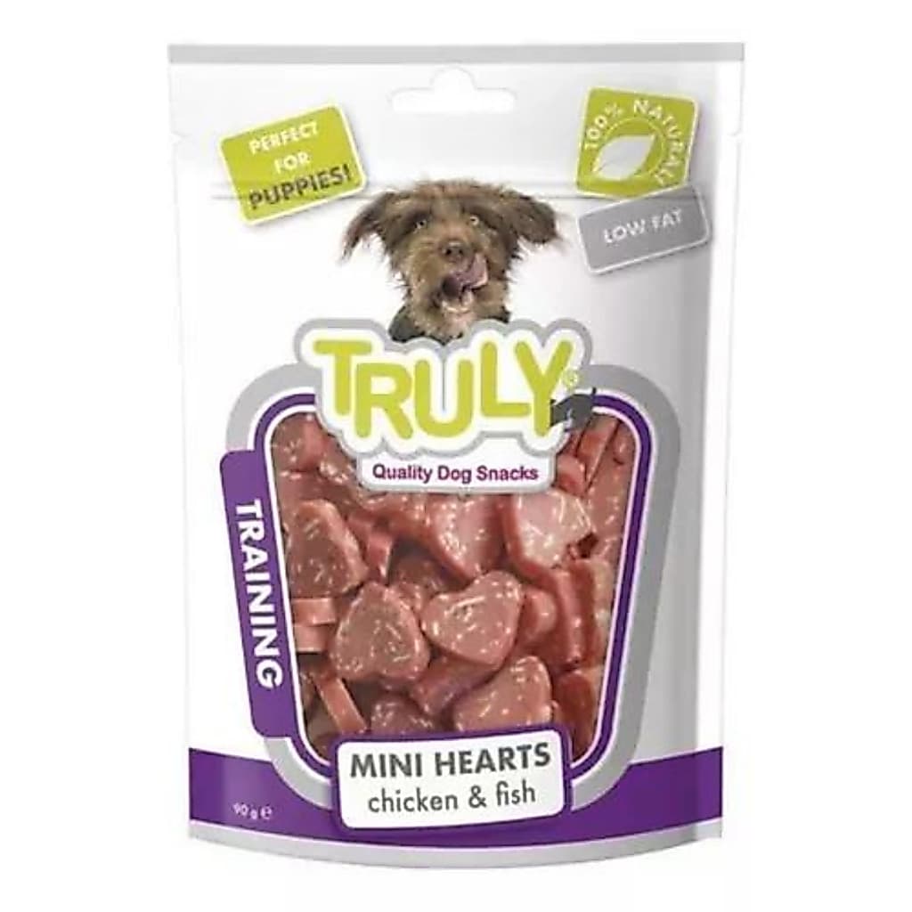 Truly Training Para Cães Mini Coração Frango E Peixe - 90g