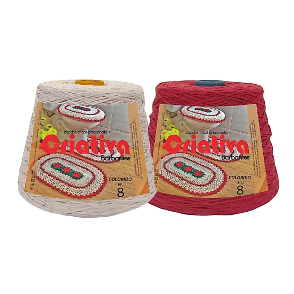 Kit Com 2 Barbante 500g Cada Fio Número 8 Para Crochê Criativa
