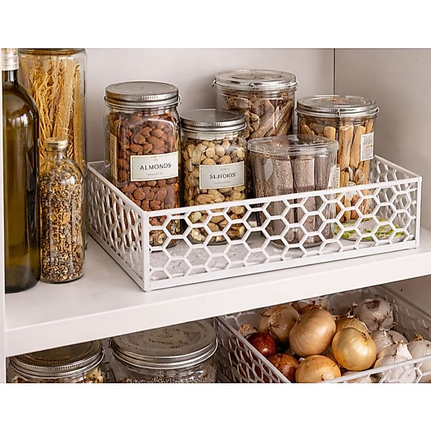 Cesto Organizador Multiuso Vazado – Banheiro, Cozinha e Armário – Plástico Resistente Decorativo