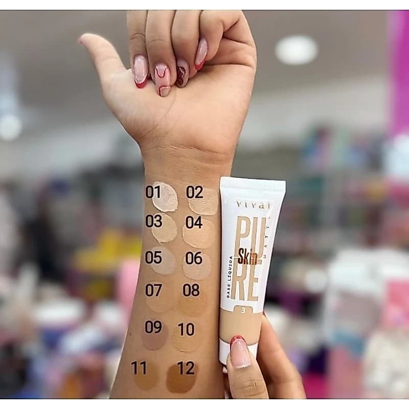 Base Líquida Matte Pure Skin Vivai - 30ml - Escolha a sua cor!