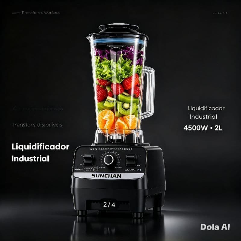 Liquidificador Potente 4500 Watts Capacidade 2 Litros 127 Volts Utensilio Cozinha Multifuncional Sortido