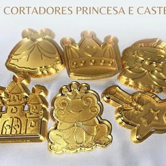 Kit 6 Moldes 3D Princesas para Biscoitos, Confeitaria, Pasta Americana e Massinha de Modelar
