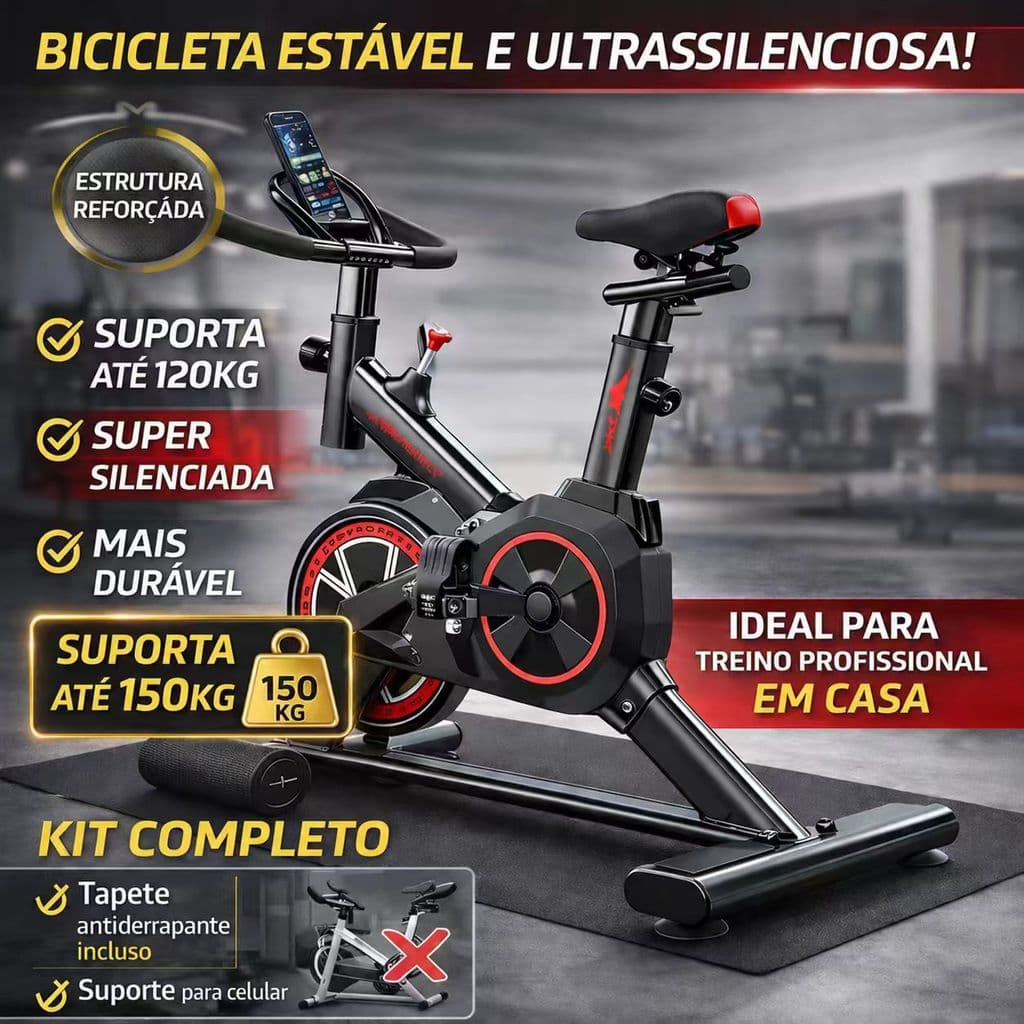 Bicicleta Ergométrica Indoor para Exercícios Cardio com Estrutura Reforçada até 150kg