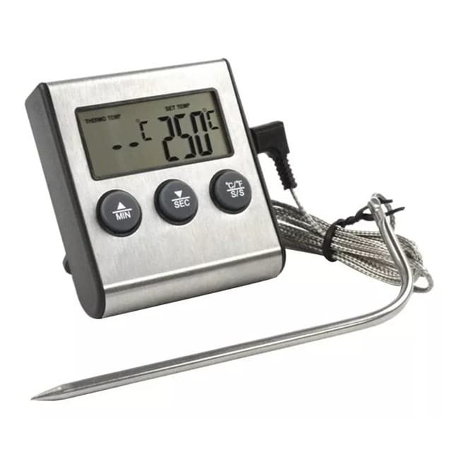 Termômetro Digital com Sonda para Cozinha e Churrasco - Precisão e Alarme