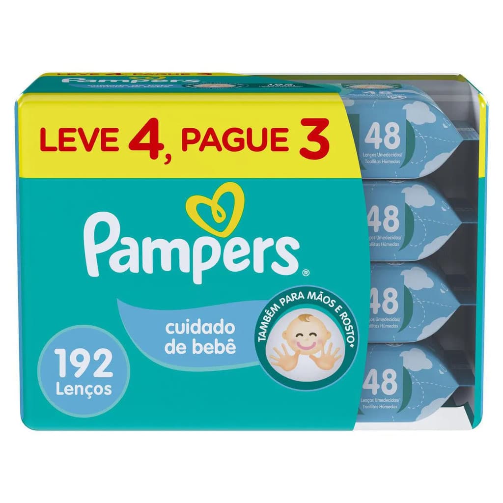 Lenços Umedecidos Pampers Cheirinho de Bebê Leve4 Pague 3 (192u)