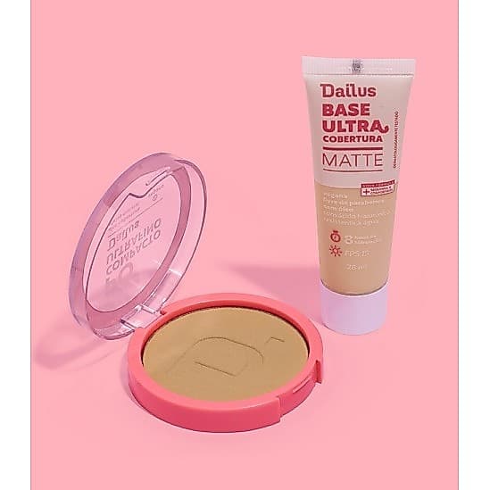 Kit Pele Dailus Base Líquida + Pó Compacto *Escolha sua Cor* CORES:KIT BASE + PÓ D4